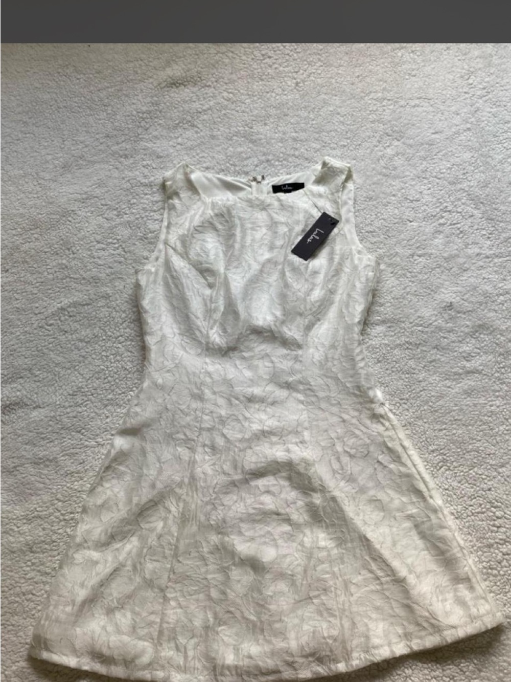Lulu's Ivory Textured Sleeveless Fit & Flare Mini Dress